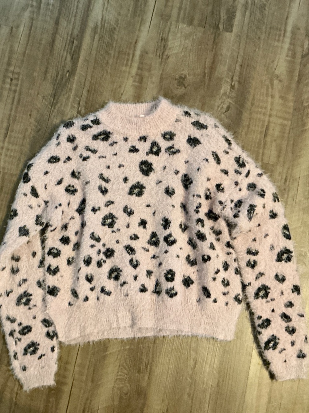 Candie's Eyelash Mock Neck Leopard Print Sweater, size S